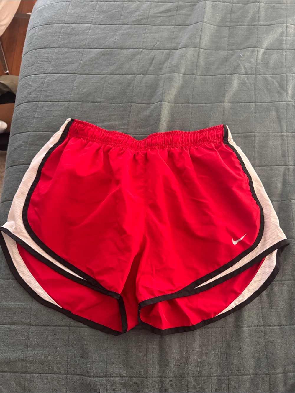 Nike Women’s Red Athletic Shorts with White and Black Trim